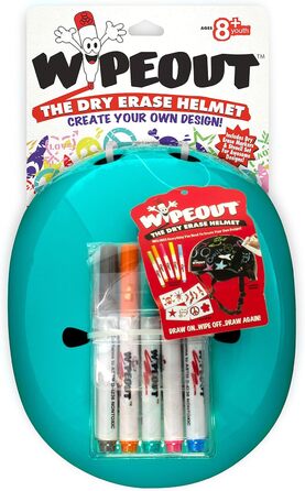Дитячий велосипедний шолом Wipeout Dry Erase, бірюзовий, для велосипеда, скейтборда та самоката, з можливістю створення власного дизайну, для дітей від 8 років