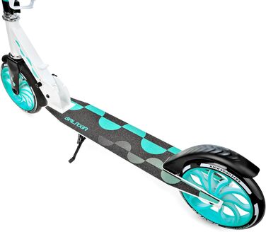 Самокат Raven Galaxia White/Mint для дорослих та дітей, складаний, 200 мм, без ручного гальма, з дзвінком і тримачем для пляшки