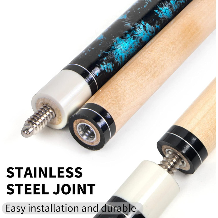 Кю Локей: Біліардний кий 58'' з крейдою (2 шт.) - міцний, з твердого дерева, для професійних гравців