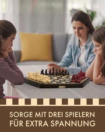 Дерев'яний ігровий набір 3-в-1 ChessEbook: шахи, нарди, шашки, складаний, ручна робота, 35x35 см