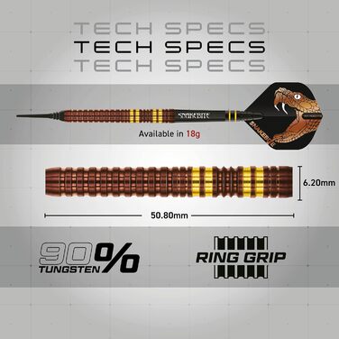 Професійний набір дротиків Red Dragon Peter Snakebite Wright Copper Fusion Wolfram 18 г з крилами та стрижнями