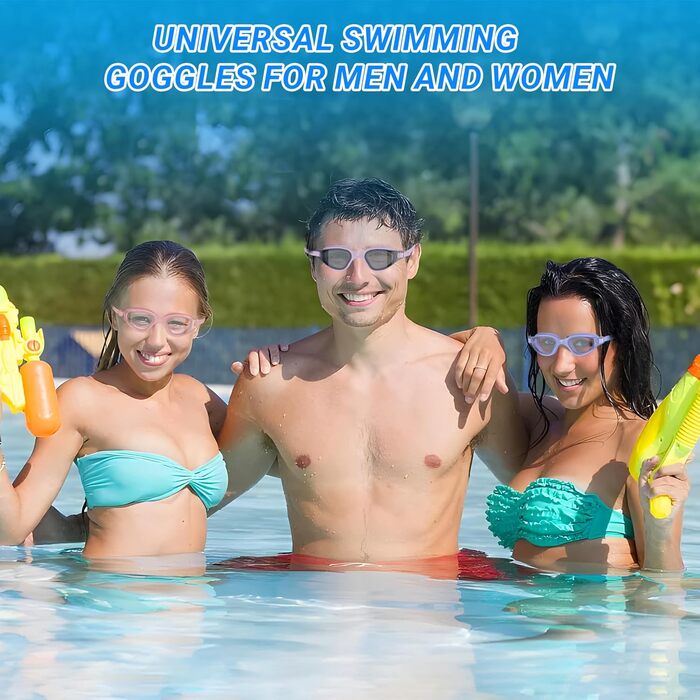 Окуляри для плавання Schwibrille з HD-лінзами, антифог, UV-захист, герметичні, зручні - для дорослих, басейн/відкрита вода, фіолетові