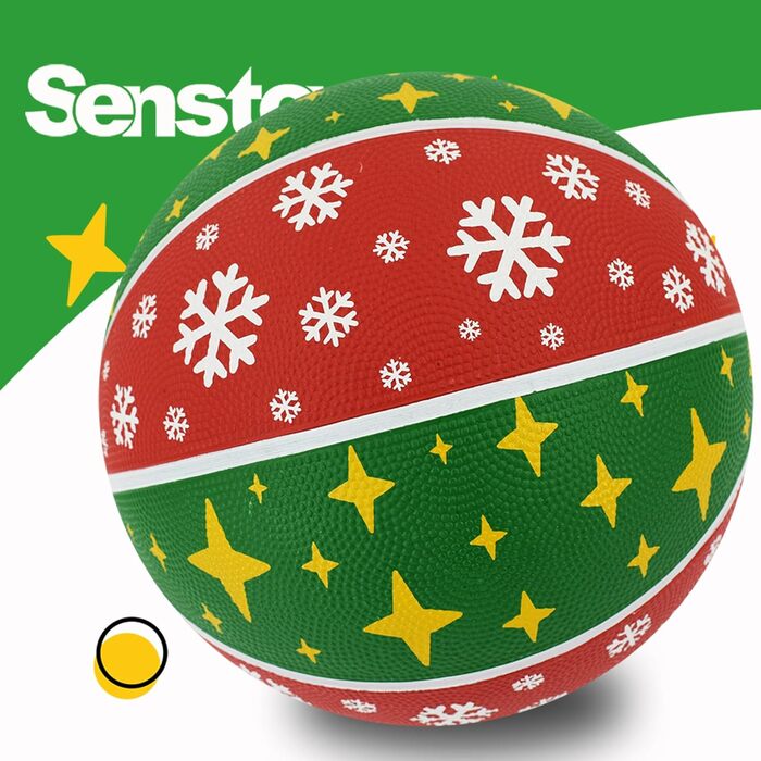 Баскетбольний м'яч Senston, розмір 7, з насосом, для гри на вулиці, антиковзаюча поверхня, відмінне зчеплення (червоний & зелений)