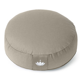 Медитаційний подушок Lotuscrafts® з низькою посадкою 10 см, з дрібнозернистою начинкою, кругла подушка для йоги, підлогова подушка, подушка для медитації, знімний чохол, сертифікат GOTS (світло-бежевий)