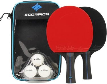 Набір для пінг-понгу Scorpion: 2 або 4 ракетки, м'ячі, кейс. Професійний, 5-шаровий дерев'яний блат, для гри в приміщенні та на вулиці