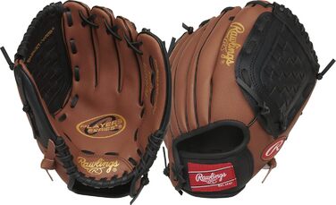 Дитяча бейсбольна рукавичка Rawlings Players Series для т-болу, права рука, розмір 9-11,5'' (26,7 см), для дітей 6-8 років, темно-коричнева/чорна