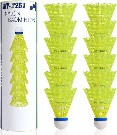 Флінтронік Бадмінтонні м'ячі, нейлонові, 12 шт. - для тренувань та гри в приміщенні та на вулиці