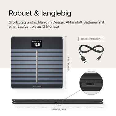 Розумні ваги Withings Body Cardio Wi-Fi, чорні – аналіз складу тіла, серцевий ритм, судинний вік, ІМТ, м'язова маса, жир, вода