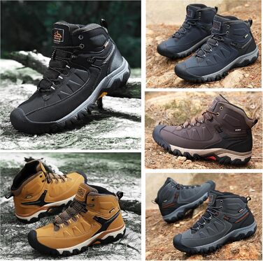 Чоловічі зимові черевики AX BOXING: утеплені, теплі, для ходьби на вулиці, трекінгові, розмір 41-46 EU (світло-сірий, 45 EU)