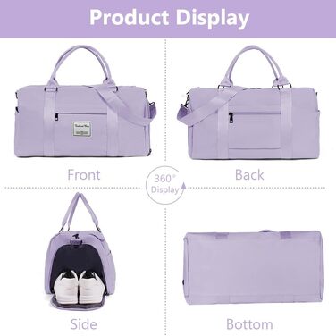 Спортивна сумка Flintronic: дорожня сумка, валіза-мішок з відділенням для взуття та мокрих речей, водонепроникна, для подорожей та спорту, чорна (#4 світло-фіолетовий)