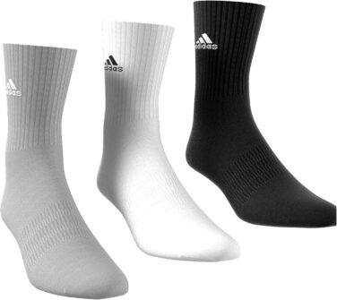 Набір махрових високих шкарпеток adidas Unisex Cushioned Crew, 3 пари, сірий/білий/чорний, розмір XXL (49-51)