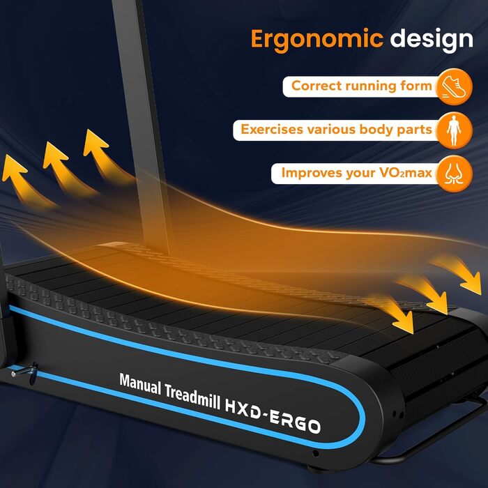 Бігова доріжка для дому HXD-ERGO складана, немоторизована, з LCD-дисплеєм та APP для тренувань, компактна для офісу