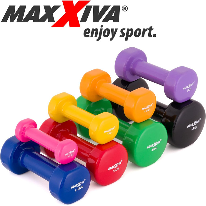 Гантелі MAXXIVA 2x2,5 кг вінілові зі сталевим стрижнем, сині, для фітнесу та силових тренувань