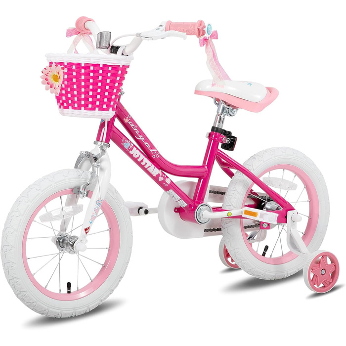 JOYSTAR Fairy: рожеве дитяче велосипед 14 дюймів для дівчаток 3-5 років з корзиною та стабілізатором