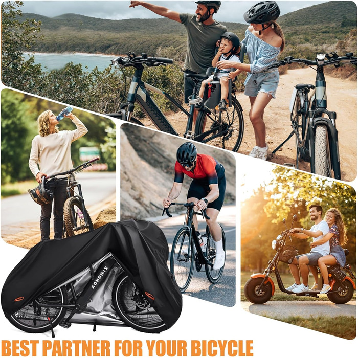 Водонепроникний чохол для велосипеда E-bike 420D Oxford з відбиваючими смугами та пряжками (підходить для велосипедів до 172 см)