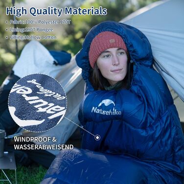 Спальний мішок Naturehike Penguin - блакитний, для дорослих, ультра-теплий, бавовняний, для кемпінгу та дому