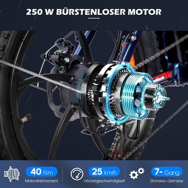Електровелосипед Fafrees F20 Pro, 20 дюймів, складаний, для чоловіків і жінок, 36В 18Аг знімний акумулятор, 250Вт мотор, 7-швидкісне гірське синє