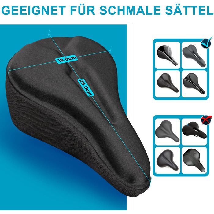 Покриття для велосипедного сидіння з двошаровою піною Memory Foam, ергономічне крісло для велосипеда, для жінок та чоловіків. Підходить для більшості велосипедів. Будь ласка, виміряйте сидіння перед покупкою. Похибка не більше 1,5 см (YG52)
