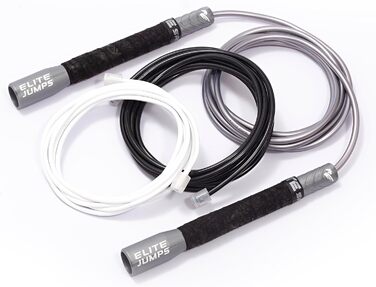 Стрибки Elite Jumps: Набір скакалок з ПВХ та пружин – преміум якість для фітнесу та кардіотренувань. Міцні ручки (срібні)