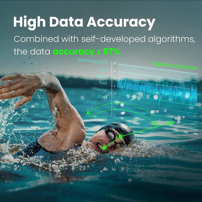 Розумна окуляр для плавання Holoswim 2S AR з фітнес-трекером, чорний