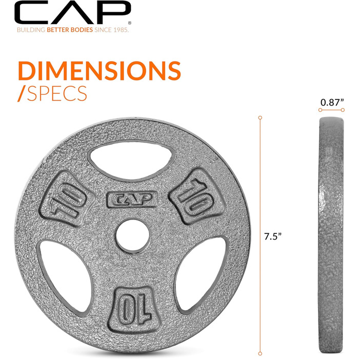 Диски для штанги CAP Barbell 2,5 см, 4,5 кг, набір 4 шт, сірі, зі зручним хватом