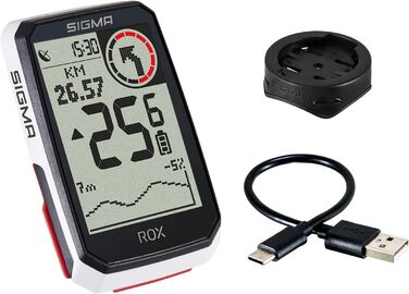 Велокомп'ютер SIGMA SPORT ROX 4.0 White з GPS, водонепроникний, для електровелосипедів, з висотоміром, 2.4'' екран, білий, з GPS-кріпленням