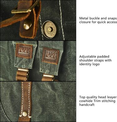 Чоловічий рюкзак з вощеного льону та шкіри Crazy Horse BRASS TACKS Leathercraft, водонепроникний, для ноутбука 15.6