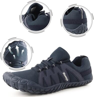 Жіночі кросівки для тренувань Weweya: мінімалістичні, для трейлраннінгу, широка передня частина, блакитні, регульований язик (39 EU)