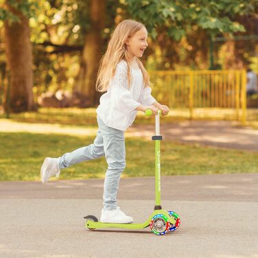 Дитячий самокат Globber Primo Lights, 3 колеса, 120/80 мм, ABEC 5, регульований, LED підсвітка, неоновий