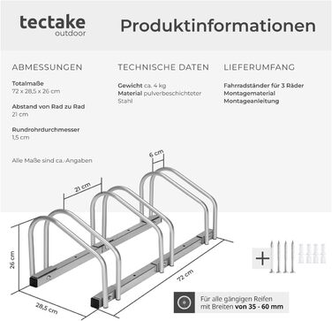 Підставка для велосипедів tectake® - для 4 велосипедів, електровелосипедів, гараж, підлога, стіна