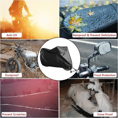 Водонепроникна захисна накидка для мотоцикла Motorrad, 210D, UV-захист, зимова, для моторолерів, ролерів, мопедів (245x105x125 см) (Чорний, L(200x90x100 см))