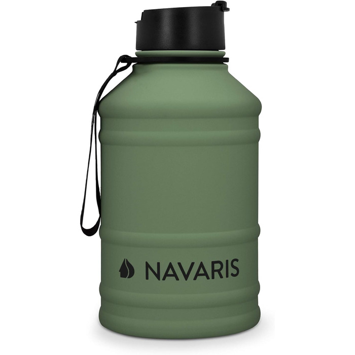 Navaris спортивна пляшка 2,2 л із нержавіючої сталі, темно-зелена, BPA-free, для води, спортзалу та фітнесу