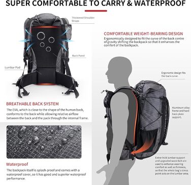 Туристичний рюкзак Naturehike Rock 60/40/20+5 л з внутрішнім каркасом для кемпінгу, подорожей та хайкінгу