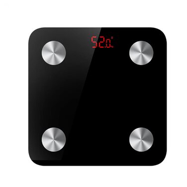 Ваги для вимірювання жиру в тілі Nilpferd, цифрові ваги, аналіз складу тіла з APP та Bluetooth, 180 кг, високоточні сенсори, сумісність з iOS та Android, батареї в комплекті, чорний