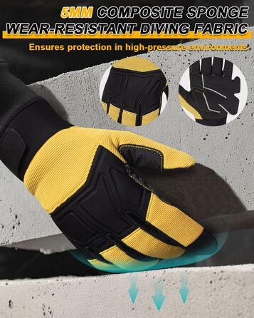 Зимові рукавички RIGWAR для чоловіків та жінок, водонепроникні велосипедні рукавички з підтримкою сенсорного екрану, терморукавички, вітрозахисні рукавички для їзди на конях, мотоциклі, походів, велосипедів, прогулянок (Чорний з жовтим, S)