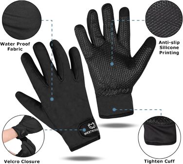 Велосипедні рукавички Westwood Fox: теплі зимові рукавички з водонепроникним екраном, вітрозахисні термо-рукавички для чоловіків та жінок, чорний колір, розмір L