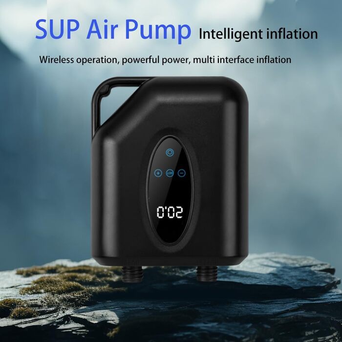 Насос SUP JoyFan: електричний, 12V, для надувних човнів та матраців, високий тиск 20PSI, швидке надування/здування, автоматичне вимкнення, чорний, модель Dual