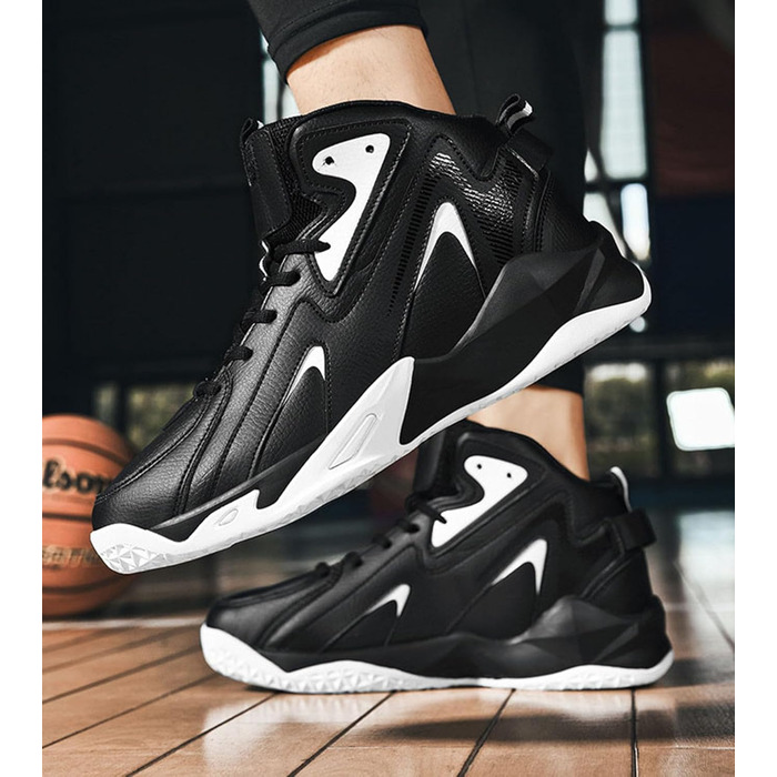 Чоловічі баскетбольні кросівки для занять спортом, дитячі кросівки, кросівки для залу та вулиці, бігові кросівки (47 EU, Чорний) 47 EU Чорний