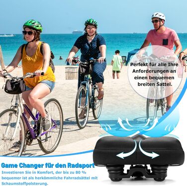 Велосипедне сідло CDYWD для чоловіків та жінок, широке, м'яке гелеве, ергономічне, універсальне, для міських велосипедів, шосе, MTB, електровелосипедів, тренажерів, блакитно-зелене (чорне)