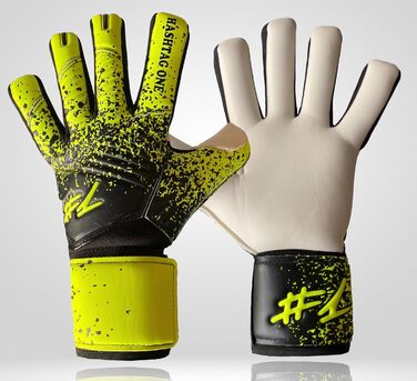 Воротарські рукавички Hashtag One Hyper Grip для дітей і дорослих, німецький бренд, футбольні рукавички для штучного та натурального газону, жовто-чорні, розмір 7