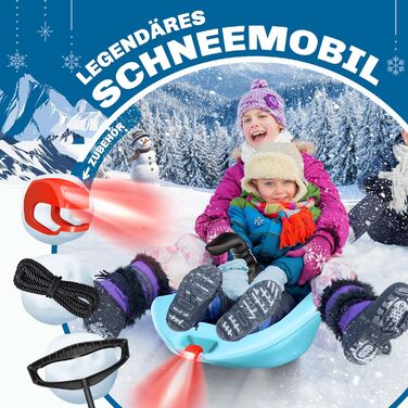 Кесер® Бобслей Alpina з LED-підсвічуванням, мотузкою, для дітей та дорослих, пластиковий санний, зимовий спорт