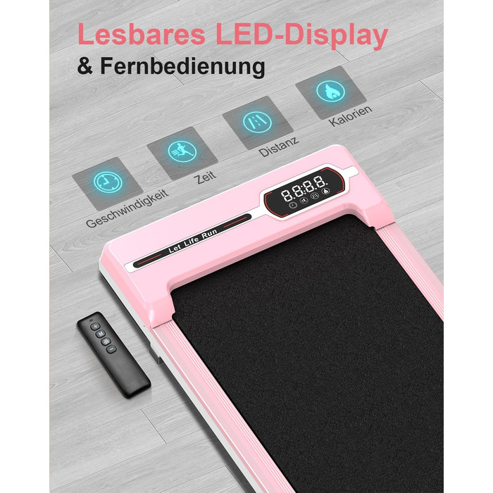 Ходьбова доріжка HomeFitnessCode - компактний електричний біговий тренажер для дому (рожевий)