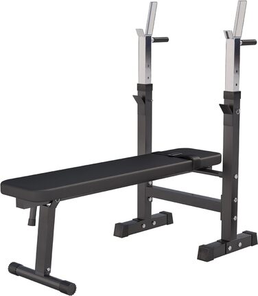 GORILLA SPORTS® Лава для жиму з підставкою, багатофункціональна, регульована висота і кут нахилу, складана, до 200 кг, чорна або біла – тренувальна лава для жиму, фітнесу, пресу