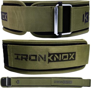 Пояс для важкої атлетики IronKnox, преміум-якість, 10.2 см, для чоловіків та жінок, металева застібка, оливковий, X-Small