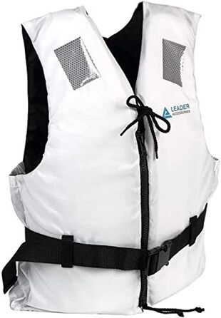 Спасальний жилет Leader International для дорослих, плавальна жилетка з піни, білий, XL (90кг+)