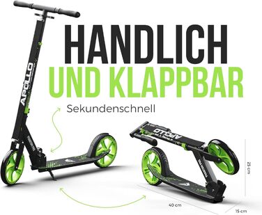 Електросамокат Apollo Phantom Pro City XXL зелений - для дорослих та підлітків, складаний, з регульованою висотою