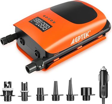 AGPTEK Електричний Насос для SUP дошки, човни, каяк – 22PSI, портативний, з авто-вимкненням & 12V DC