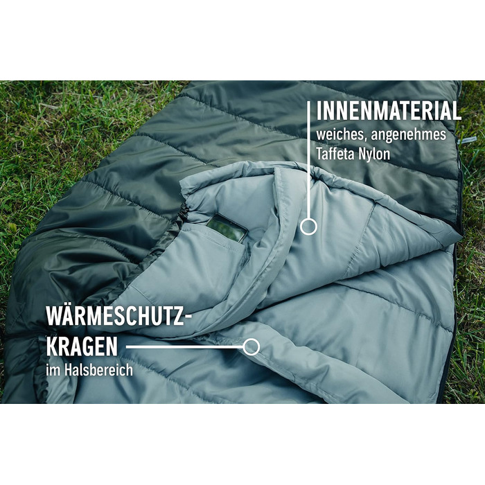 Спальник WANDERFALKE® Premium Alpinist для 3-4 сезонів (+5°C до -10°C), мамі-формат, 480GSM + літній спальник 200GSM для кемпінгу, туризму та подорожей