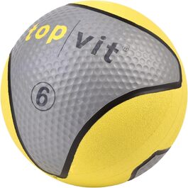 Медичний м'яч top vit 6 кг, неон-жовтий, гумова поверхня, студійна якість для фітнесу