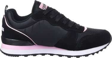 Кросівки жіночі Skechers Og 85 Step N Fly чорного кольору з замші, сітки та Duraleather, рожева окантовка, 35.5 EU